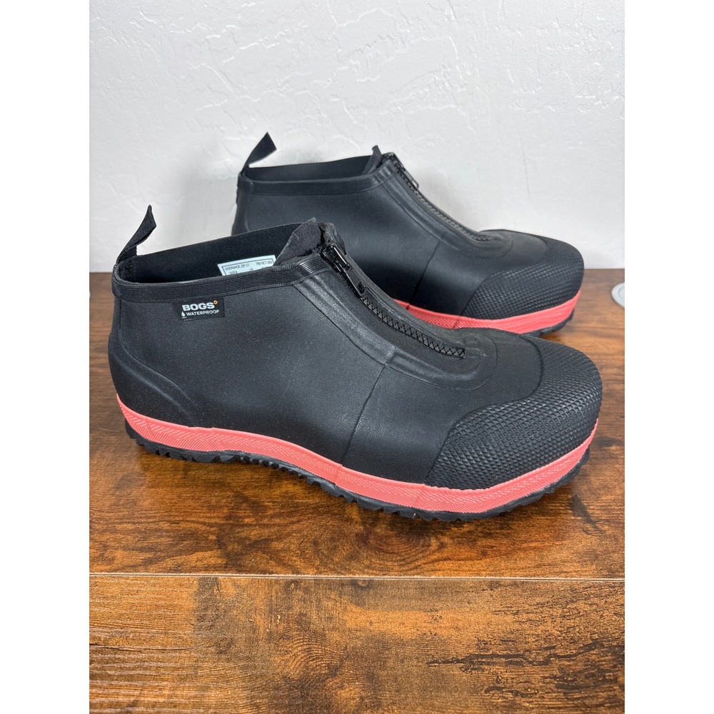 Bogs Overshoe Zip CT Waterproof Black Red Rubber‎ Work Boots Mens 9 Womens 10.5